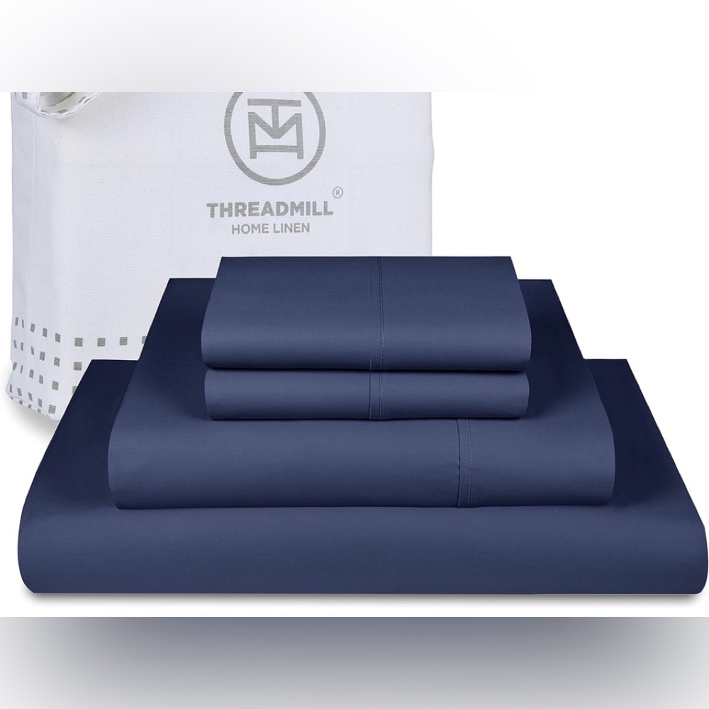 Treadmill 100% Cotton King 
Folkstone Blue 600 Thread Count 16” Deep 4-Piece